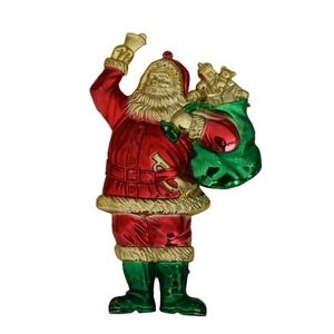 Vintage Plastic Detailed Santa Claus Christmas Tree Ornament